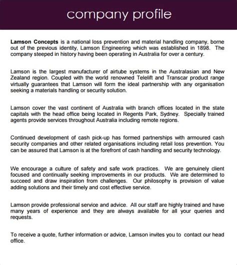 Company profile and financial info: Full report .